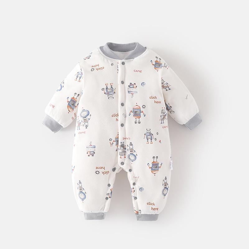 Zesílený bavlněný overal pro novorozence Zimní sada: Hřejivá dětská kombinéza