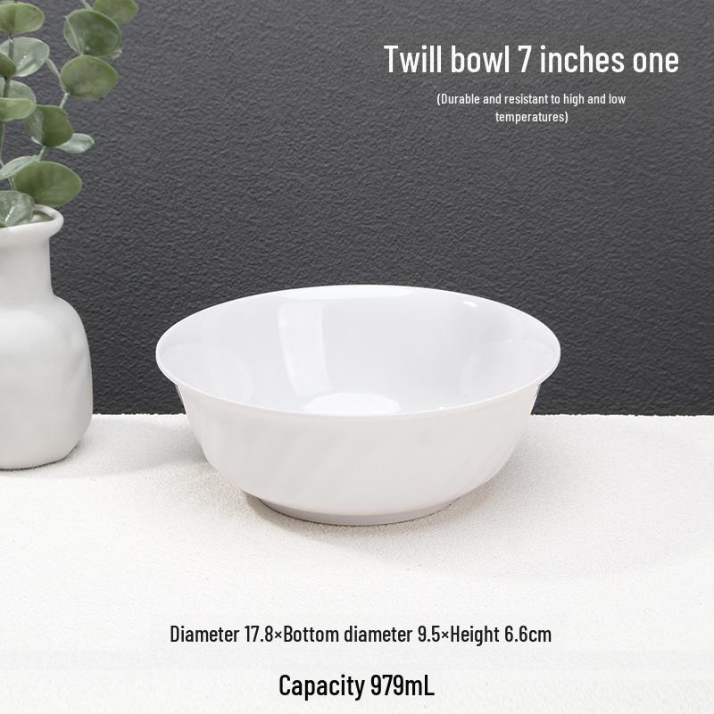 A5 White Melamine High-Temperature-Resistant Noodle and Soup Bowl, Ramen Bowl, Rice Noodle Roll Plate, Vegetable Plate.