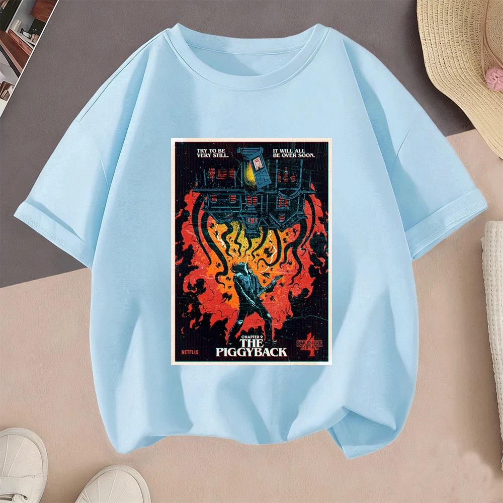 Hot Sale 2026 Stranger Things 2D Printed Casual Summer Short Sleeve T Shirt For Teenagers Kids Boys