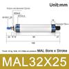 1Pcs 16/20/25/32/40mm Cylind Bore Pneumatic Air Cylinder Double Compressed 25/50/75/100mm Strok MAL Cylinder Aluminum Alloy