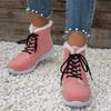 Black Faux Suede Lace Up Snow Boots Women Anti Slip Warm Short Plush Ankle Boots Woman Plus Size 43 Thick Sole Winter Shoes