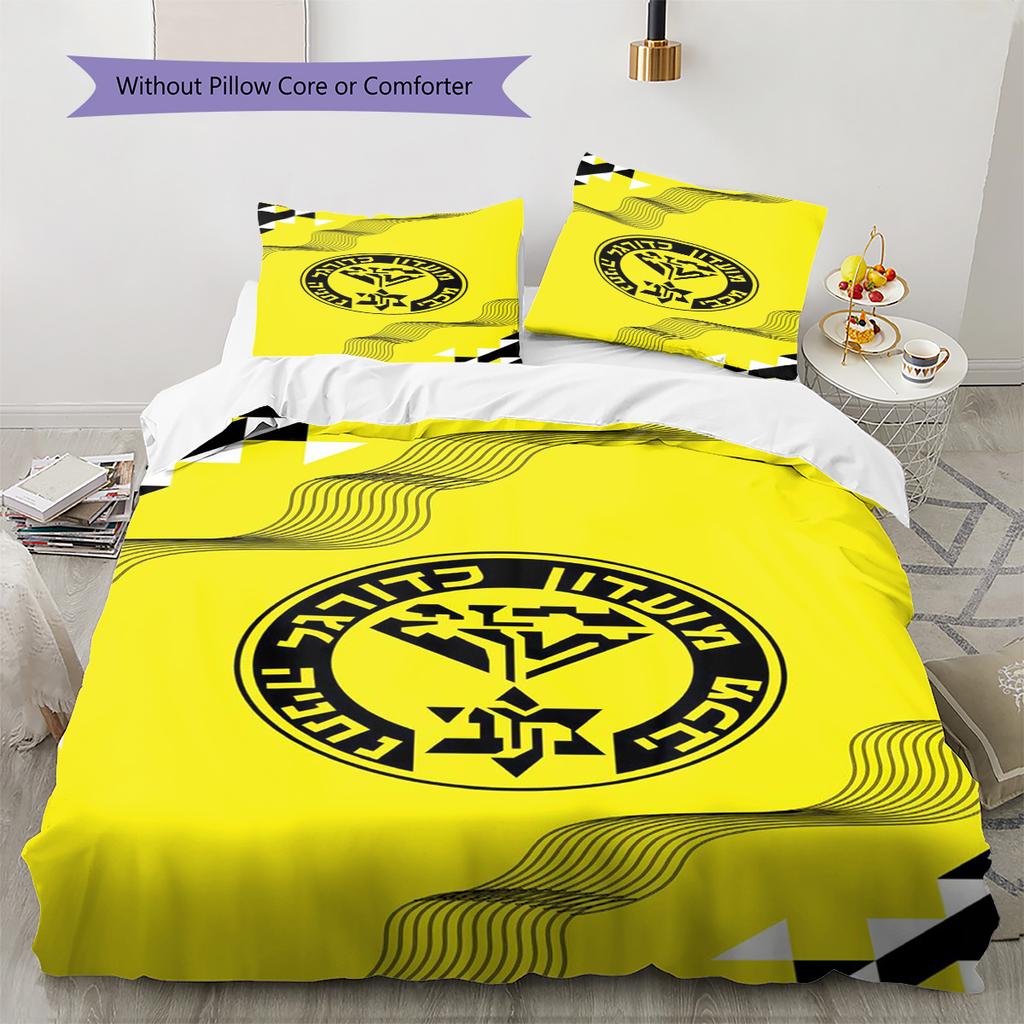 Juego de Ropa de Cama con Patrón del Maccabi Netanya FC Funda Nórdica Funda de Almohada Decoración del Hogar Regalo (1 * funda nórdica + 2 * fundas de almohada, sin núcleo)