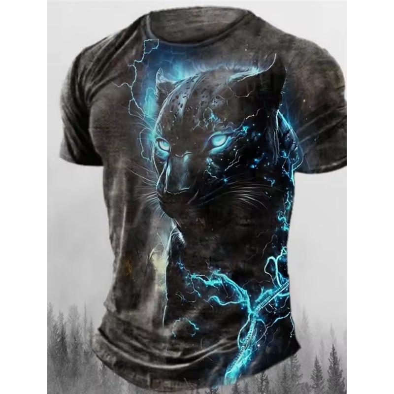 Hübsches T-Shirt für Herren mit Eisbär-Print, neues Sommer-Casual-T-Shirt für Herren im Freien, kurzärmelig, Blitzmuster, bequemes Streetwear-Oberteil