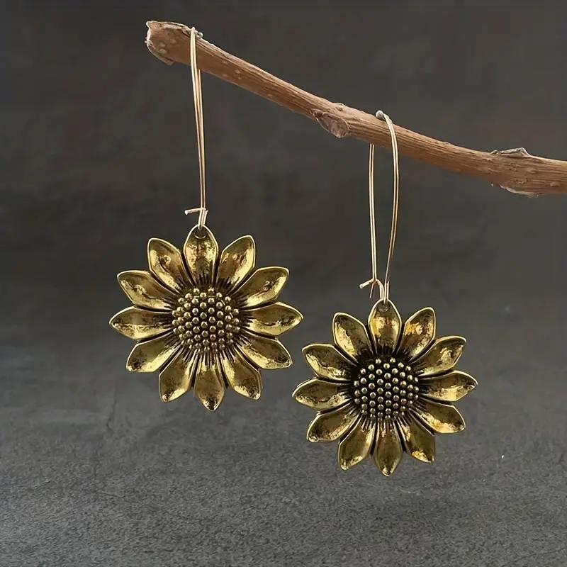 Bohemian Style Fashion Sunflower Drop Earrings for Women Engagement Weddings Flower Dangle Earrings
