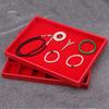 Red Jewelry Display Tray for Rings, Necklaces, Bracelets, and Earrings