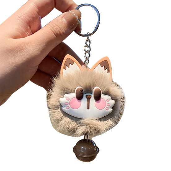 Keychain Rabbit Ear Soft Plush Ball Charm Key Chain Car Keys Bags Backpacks Kids Travel Accessories Stress Relief Gift