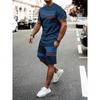 New Men's Summer Street Trendy Letter Printed Comfortable Breathable Round Neck T-shirt Shorts Set Outdoor High Street Clothing