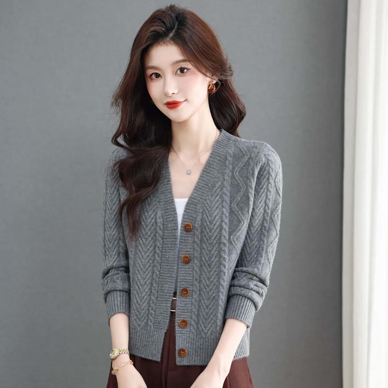 Hodo Women's Minimalist V-Neck Button-Up Knit Cardigan