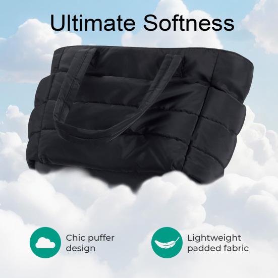 Puffer-Tragetasche Damen Umhängetasche mit Flaschenfächern Reise-Handtasche Gepolsterte Tragetasche für 15,6 Zoll Laptop Arbeit Fitnessstudio Pendeln