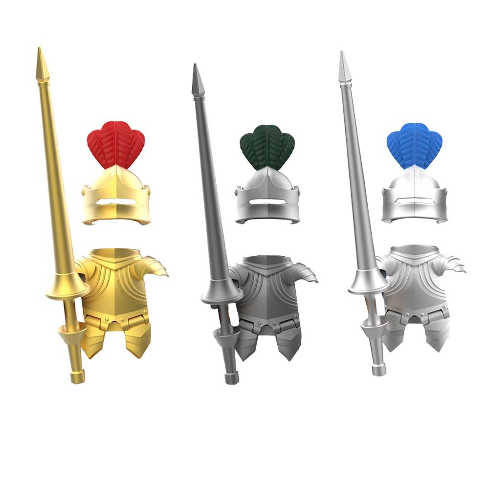 MOC Medieval Building Blocks Castle Knights Army Soldiers Warrior Accessories Warhorse Helmets Shields Armor Toy Gifts S036 DIY