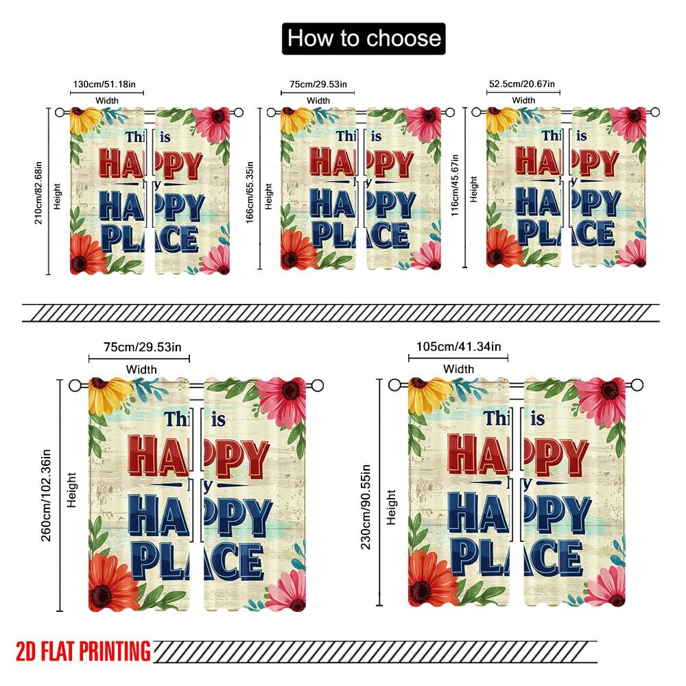 2pcs 2D flat printing Drapes This is Happy My Happy Place Fabric Without Electricity Holiday Decorations Perfect for All Season