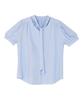 PLUNASTUDIO Reversible Short Sleeve Shiny Tie Blouse_Skyblue