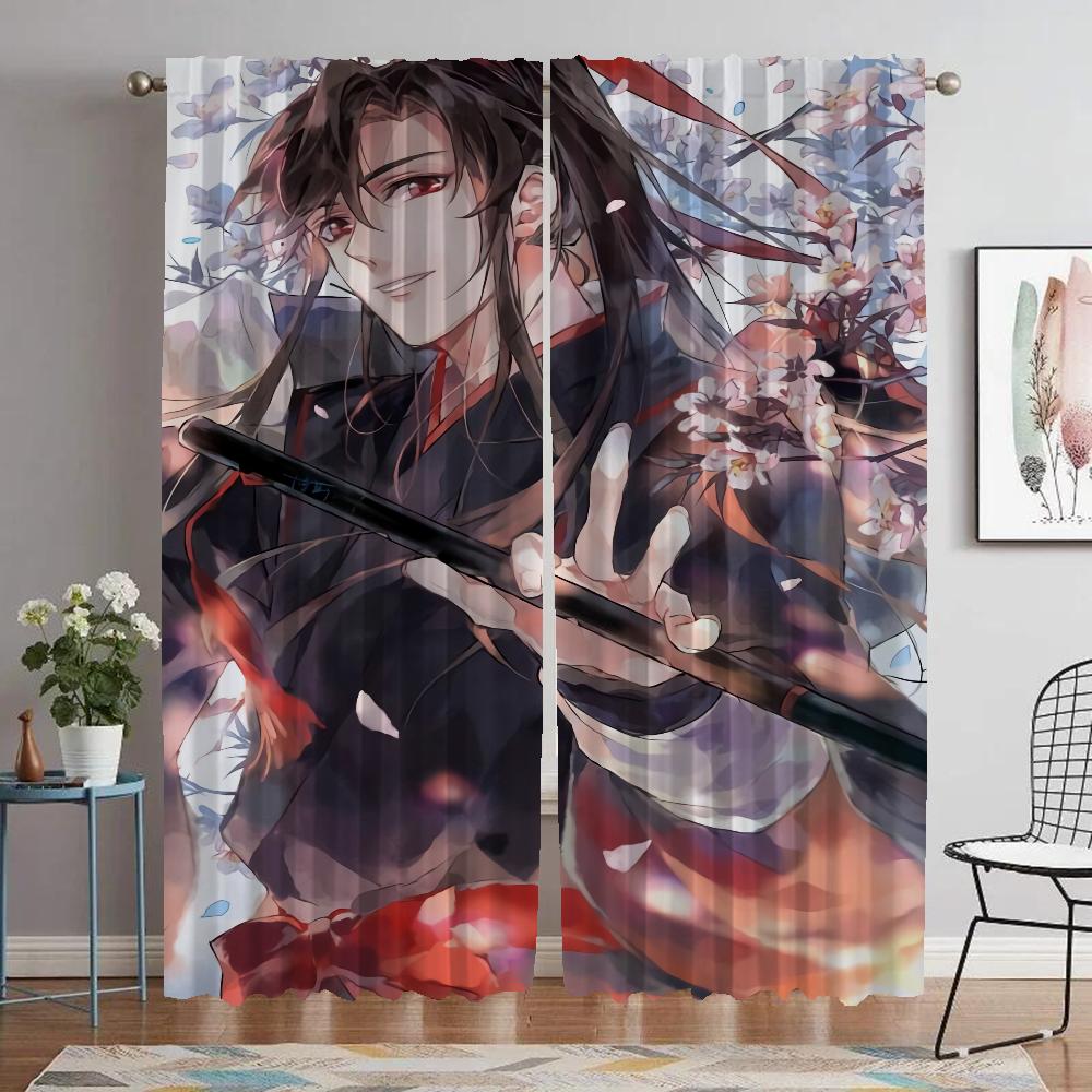 Küchenvorhänge für Kamera Mo Dao Zu Shi Tüll für Schlafzimmerabtrennung Wohnzimmervorhang Mückenschutzvorhänge 2 Stück Jalousien