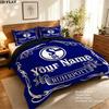 Schalke Fanartikel Benutzerdefinierter Namensmuster Bettwäsche Steppdecke Set Bettbezug Kissenbezug Heimgeschenk(1 Bettbezug + 2 Kissenbezüge, ohne Füllung)