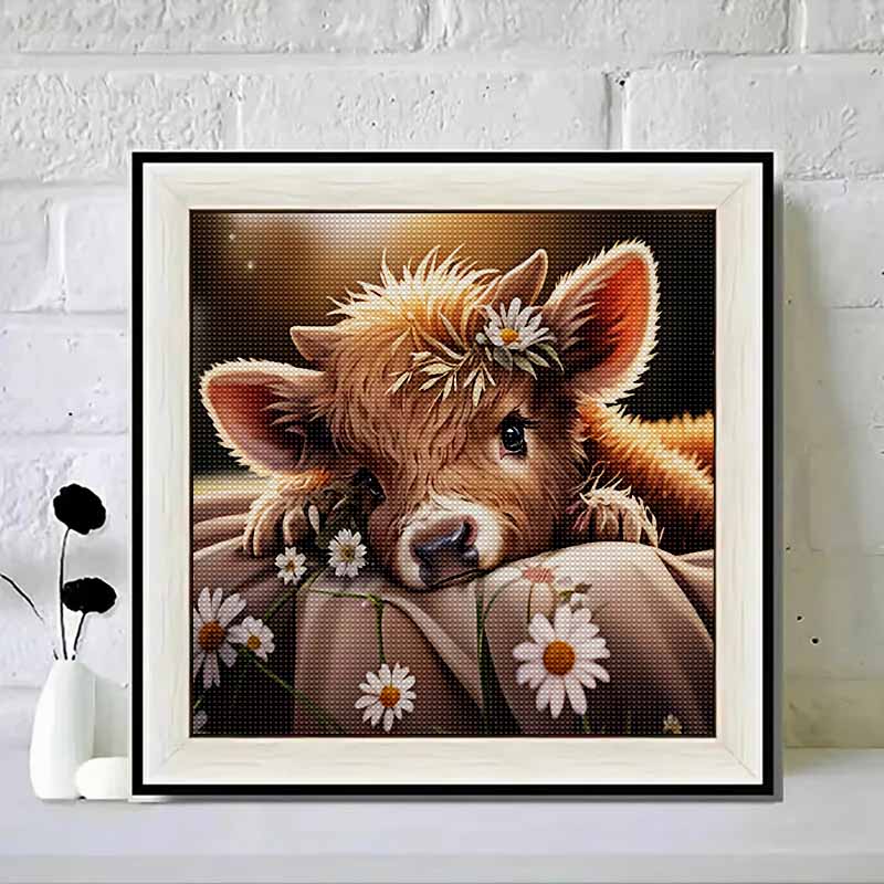 New Arrival 5D DIY Full Circle Diamond Painting "Cute Calf" Embroidery Cross Stitch Home Decor Gift