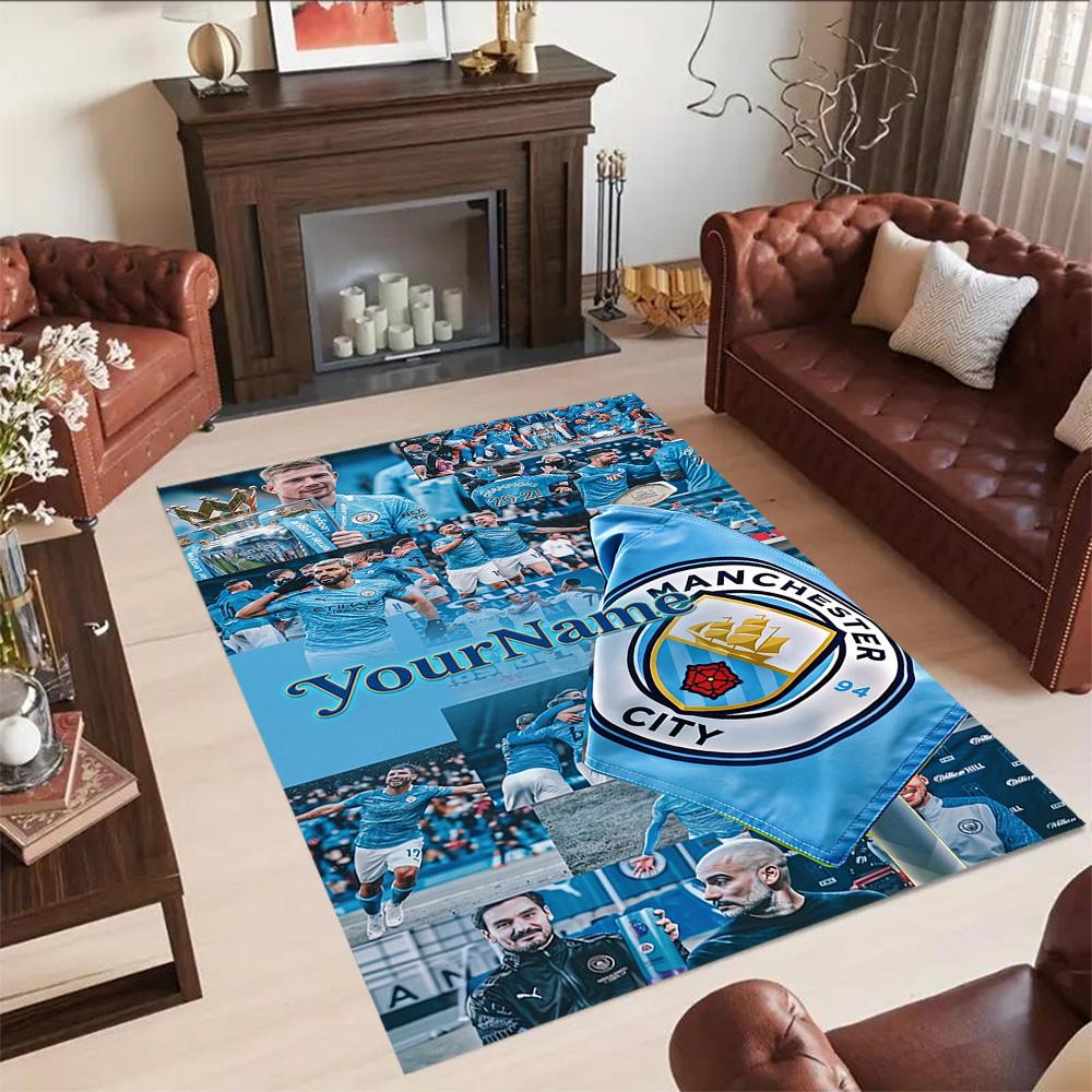 Manchester City 50 Personalized Name Floor Mat Design for Bedrooms Playrooms Kitchen Study room Anti-slip Rug Decorate Offices