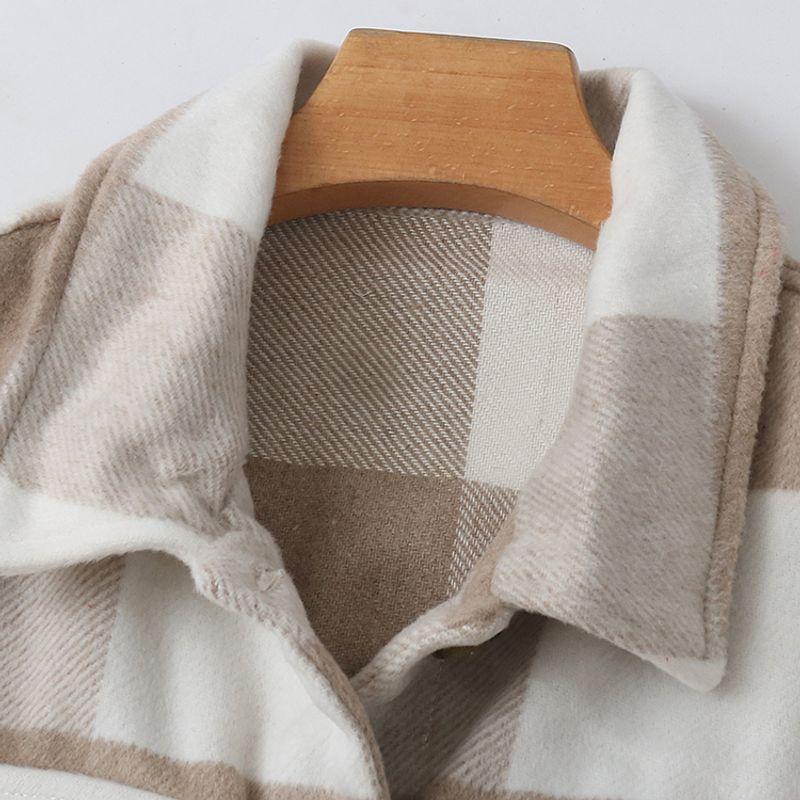 Fall Woolen New Arrival Lapel Single Breasted Gingham Outwear