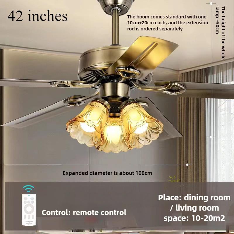 48-inch Remote Control 6-speed Reversible Interior Motor Dual Air Vane Ceiling Fan Lights