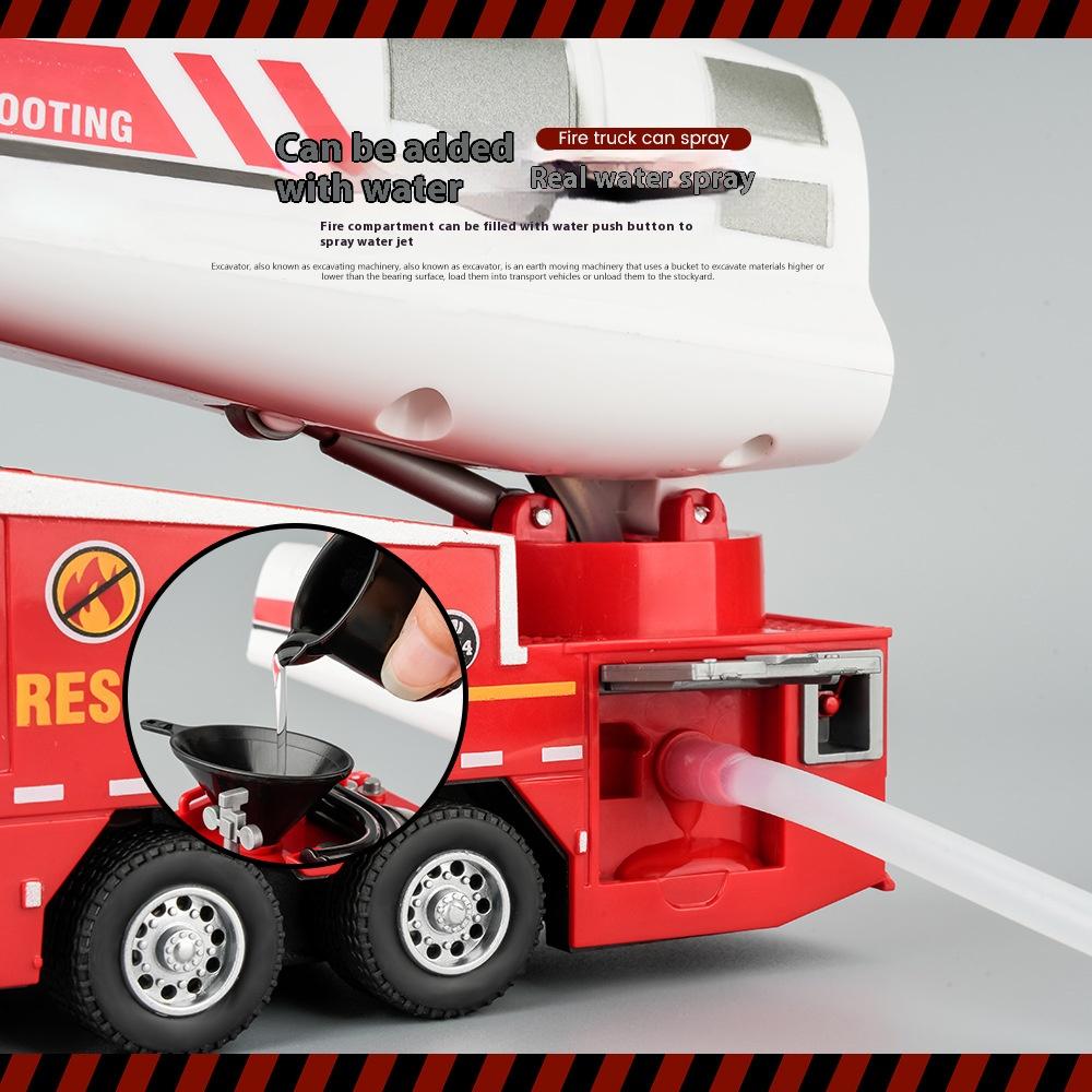 1/32 Spray Caminhão de Bombeiros Brinquedo Liga de Metal Diecast Modelo Elétrico Spray de Água Resgate Veículo de Combate a Incêndio Brinquedo Decoração Presente para Crianças