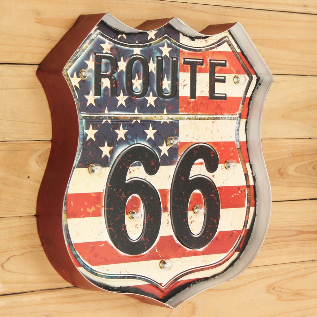 Buy American Flag Retro Route 66 LED Metal Neon Light Sign Bar Pub Cafe ...