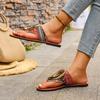 Women's Wide Width Flip Flops, Metal Buckle Thong Sandals, Summer Flat Sole Beach Sandals for Women