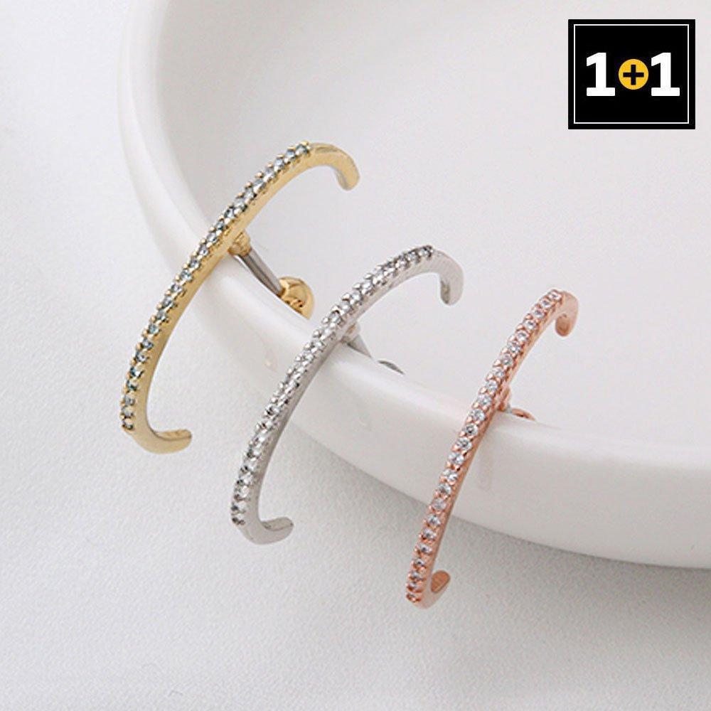[1+1] Surgical Piercing Cubic Half Ring 3 types, choose 1, sell one side