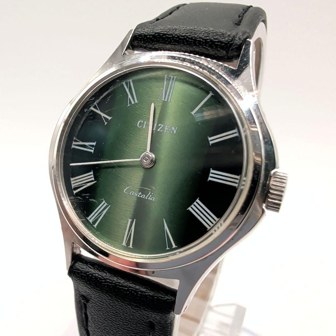Used Working item CITIZEN Castalia Ladies Belt replaced Green Dial