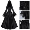 Dark Gothic Hooded Long Dress for A Renaissance-Themed Costume Party