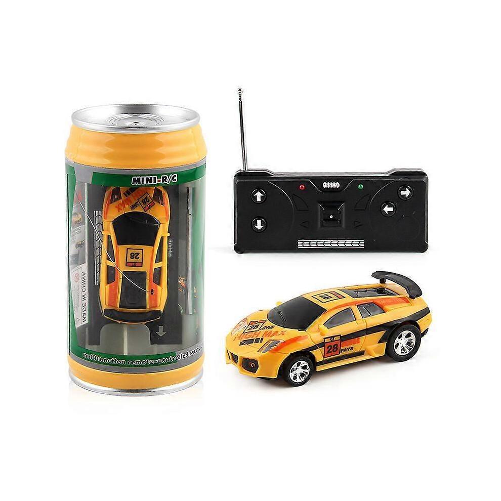 (Yellow) Mini Coke Can Car Speed RC Radio Remote Control Micro Racing Car-Kids Toys Gifts