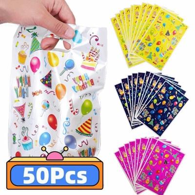 Plastic Gift Bags Printed Candy Cookie Tote Bags Durable Storage Bag  Birthday Party