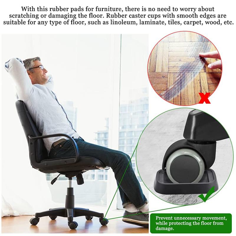 Good-5Pcs Universal Simple Installation Computer Chair Stool Wheel Bed,Stopper & Furniture Stopper Caster Cups