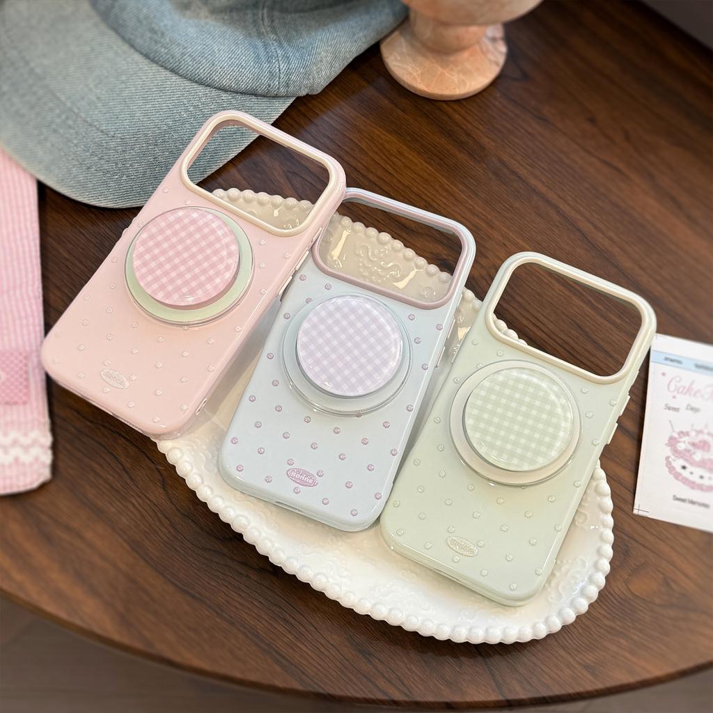 Minimalist ins-style polka dot phone case suitable for Apple 17 Pro Max, iPhone 16 embossed glitter case, 15 magnetic stand