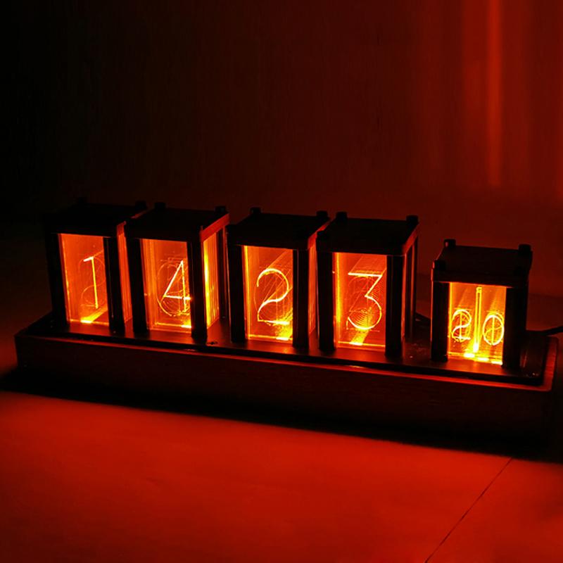 RGB Digital LED Clock Walnut Wood DIY Digital Tube Desk Clock Retro Modern Wooden Clock Home Bedroom Wall Table Decoration DIY