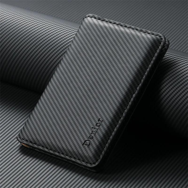 

EUCAGR Carbon Fiber RFID Wallet Card Case Magnetic Closure Lining with Slip Pocket and Credit Card Wallet for iPhone 12-17 Pro