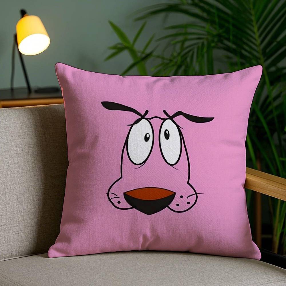 C-Courage Cowardly Dog Pillow Case Home Dorm Chair Back Short Plush Double-sided Printing Office Nap Time Cushion Cover