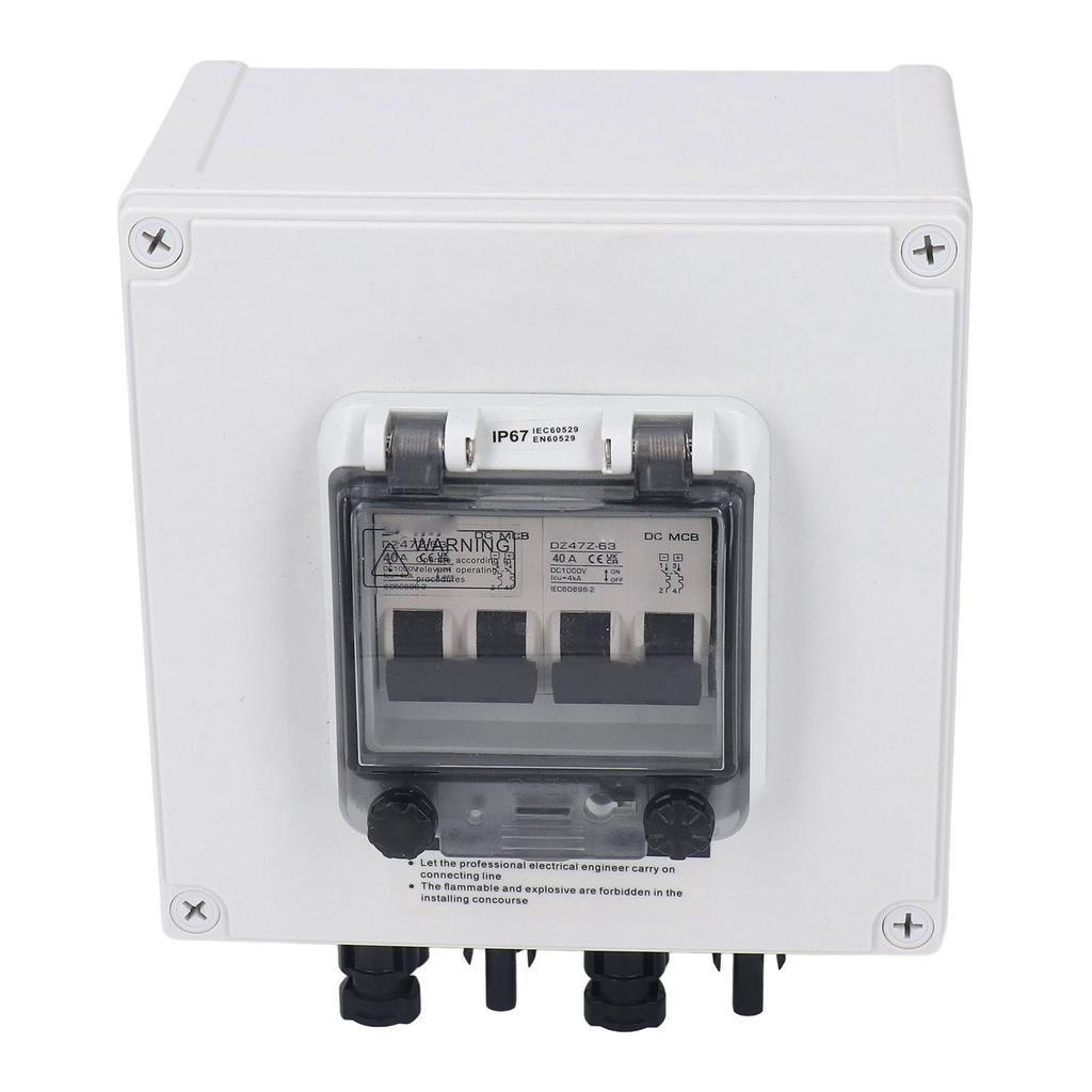 PV Combiner Box IP67 Waterproof Solar Combiner Box with 2 Pcs 2P 40A DC Circuit Breaker