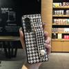 Luxury Pu Leather Houndstooth Pearl Wrist Strap Bracket Phone Cover For Samsung Galaxy Z Fold 4 3 Case