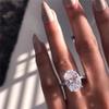 Charm Female Big White Crystal Stone Ring Luxury copper Color Wedding Rings For Women Vintage Bridal Engagement Jewelry