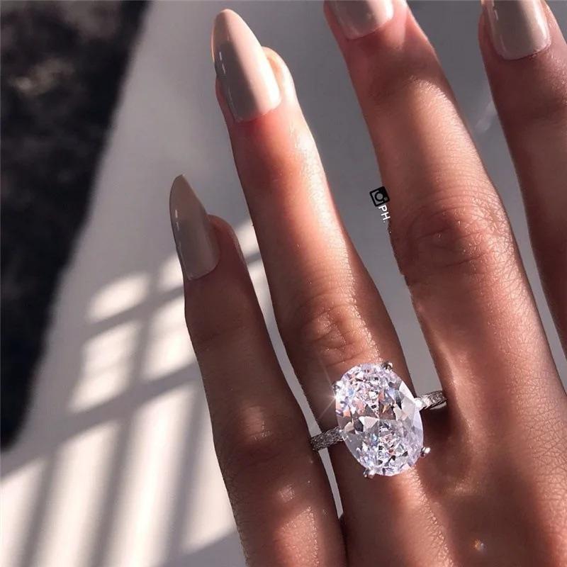 Charm Female Big White Crystal Stone Ring Luxury copper Color Wedding Rings For Women Vintage Bridal Engagement Jewelry