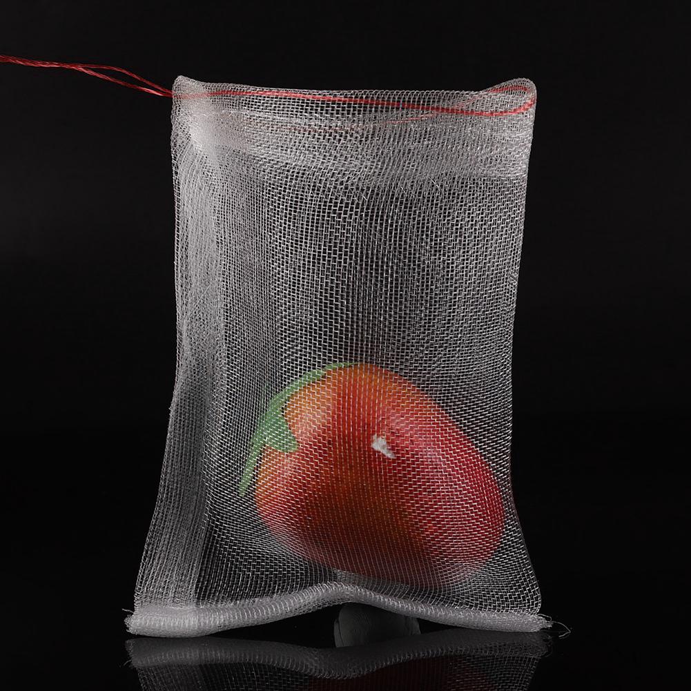 100pcs Plant Fruit   Bags,   Nylon Mesh Drawstring Bags for Tomatoes Grapes Apples, with Ventilated Design To Keep Out Birds