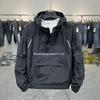 New Men's Spring Workwear Windbreaker: Hooded, Big Pocket, Zipper Pullover, Trendy Casual Loose Jacket