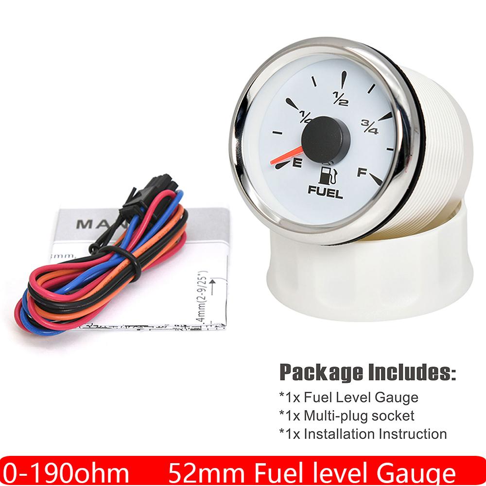 Universal Auto Car 52MM Fuel Level Gauge 8 Color Light 0-190 Ohm Pointer Oil Tank Meter 240-33 Ohm Waterproof 12V 24V Custom