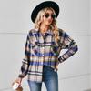 JKASHDK Women's Fashion Casual Autumn Winter Plaid Print Long Sleeve POLO Neck Blouses & Shirts Top Jacket