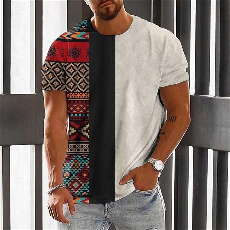 Vintage Ethnic Graphics T-shirts Summer Fashion Short Sleeve O Neck 3D Sun Printed T Shirts Simple Casual Streetwear Loose Tees