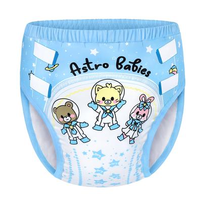 [LittleForBig] Adult Silky Training Pants (Spaceman) - Absorbent, Leak-Resistant, Breathable, Comfortable with a Stretch Waist, Washable, Blue, Size S