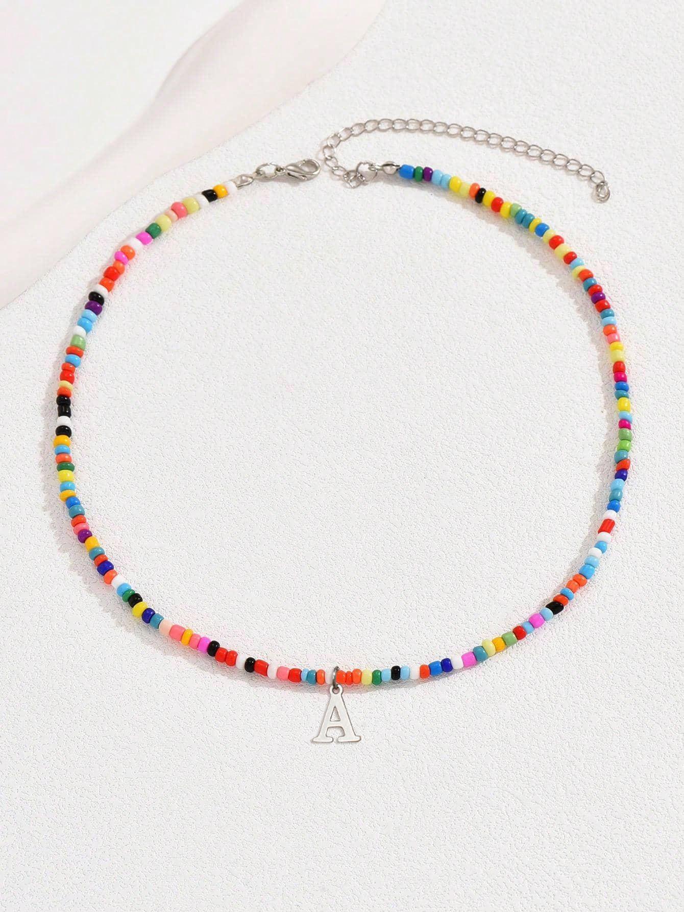 

Минималистичное ожерелье из 26 цветных бусин-букв в стиле легкой роскоши для женщин W
