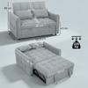 2 Seater Sofa Bed, 3-in-1 Convertible Sleeper Sofa with Click-clack Adjustable Backrest and 2 Pillows, Grey
