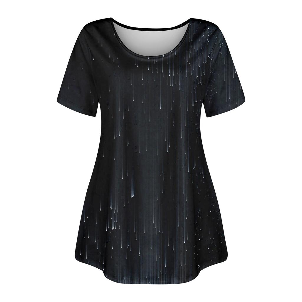 Women's Large Top Round Neck Printing Loose A-line Short Sleeve T-shirt