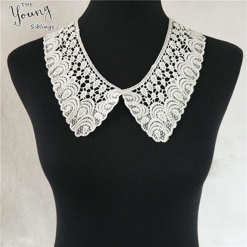 Fashion style White Lace Fabric Neckline Embroidery Applique Lace Collar DIY Trim Sewing Clothing Accessories Craft Supplies