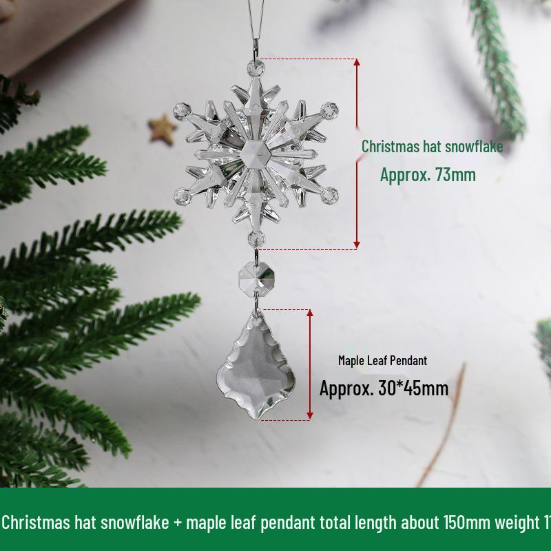 Acrylic Snowflake & Water Drop Beaded Ornaments - Christmas Tree Decoration in 12 Colors